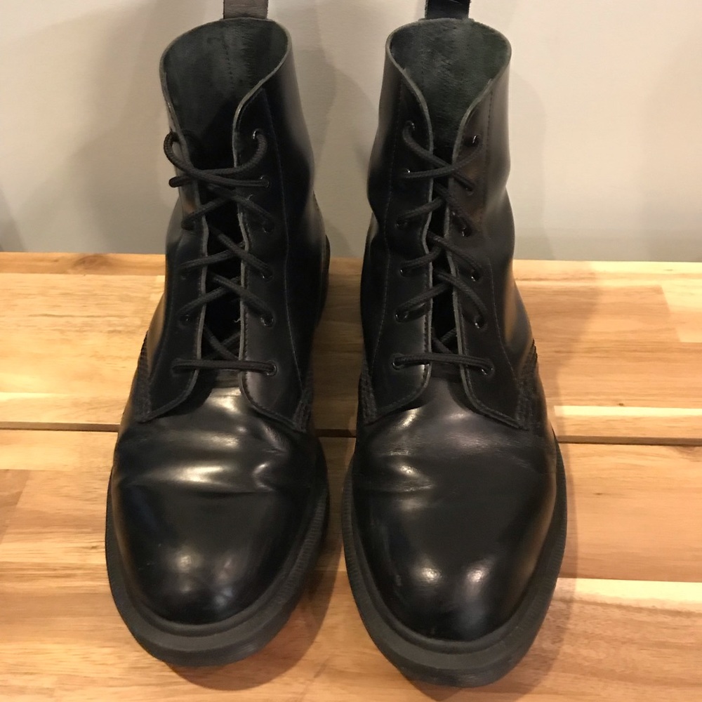 Black Leather Dr Martens Combat Boots